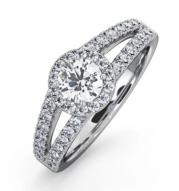 Carly Diamond Engagement Side Stone Ring 18KW Gold 0.98CT G/SI2
