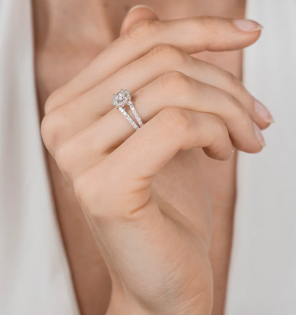 Carly Diamond Engagement Side Stone Ring 18KW Gold 0.98CT G/SI2 - Image 2