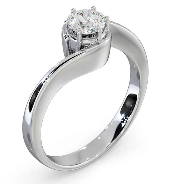 Certified 0.50CT Leah 18K White Gold Engagement Ring E/VS1 - Image 2