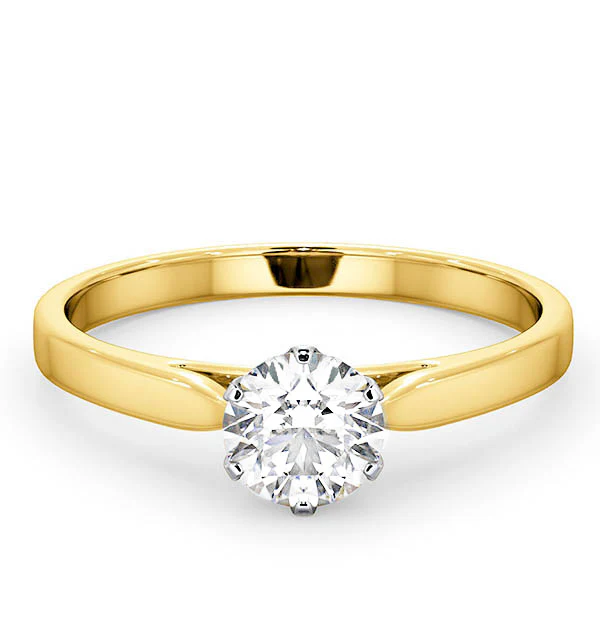 Certified 0.70CT Chloe Low 18K Gold Engagement Ring E/VS1 - Image 3