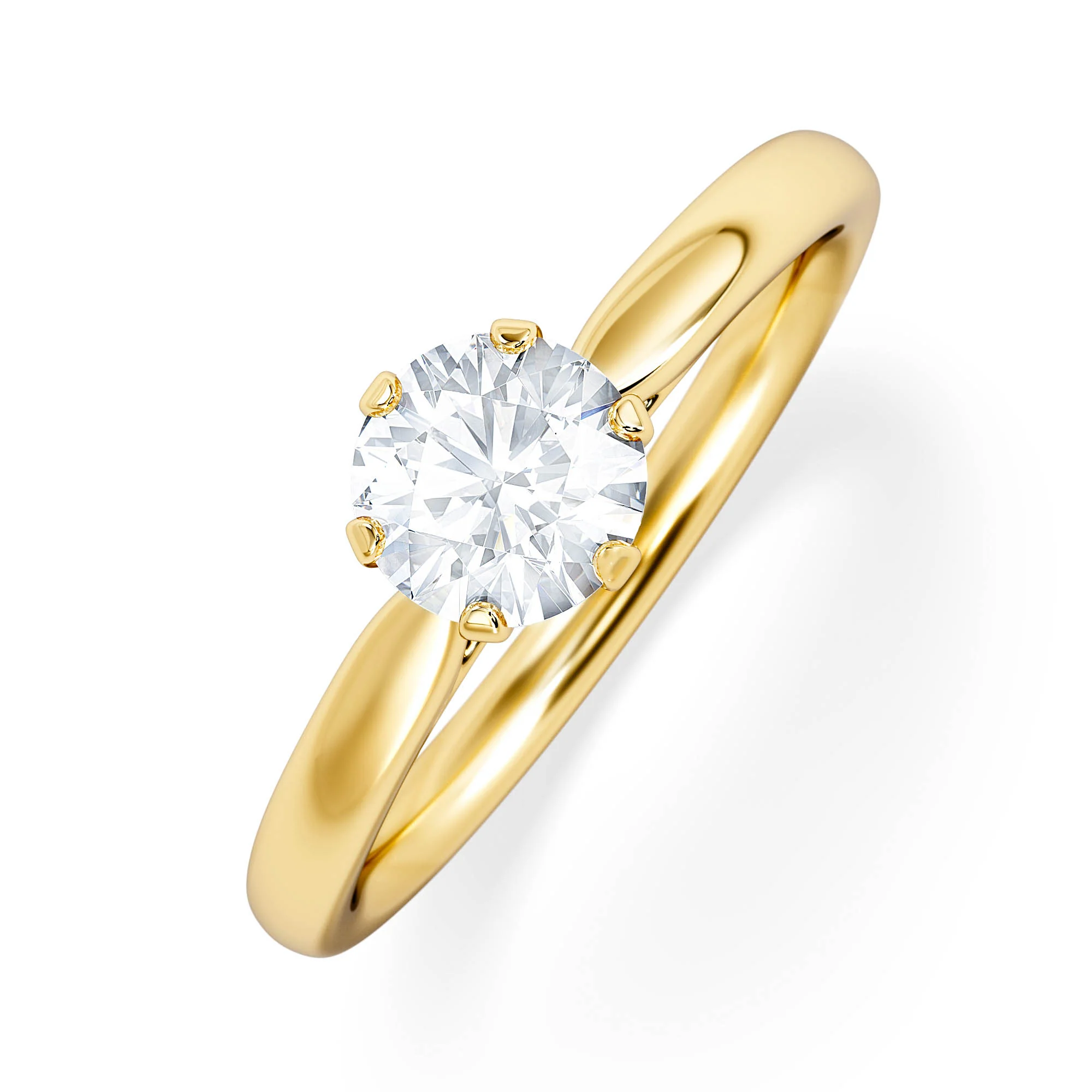 Certified 0.70CT Chloe Low 18K Gold Engagement Ring G/VS