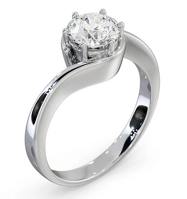 Certified 1.00CT Leah 18K White Gold Engagement Ring G/SI2 - Image 2
