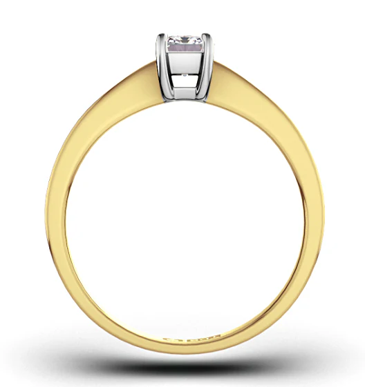 Certified Emerald Cut 18K Gold Diamond Engagement Ring 0.33CT-G-H/SI - Image 2