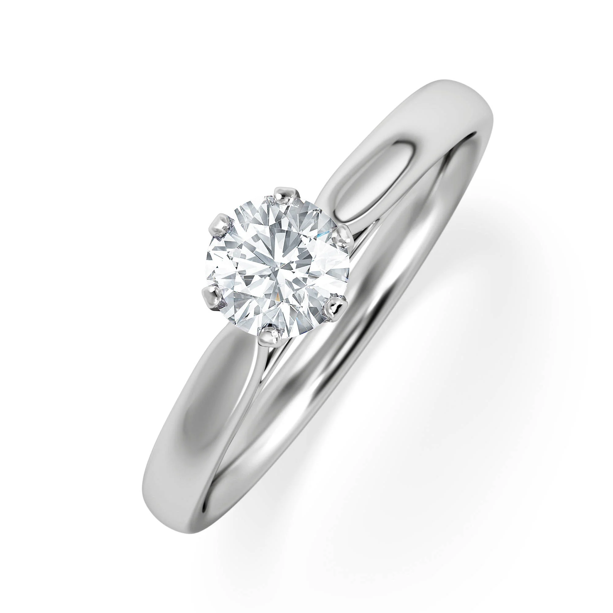Certified High Set Chloe 18K White Gold Diamond Engagement Ring 0.50CT