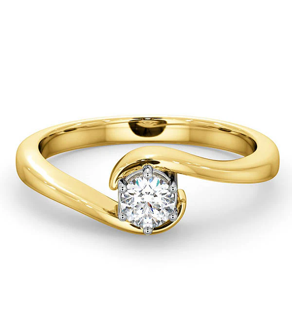 Certified Leah 18K Gold Diamond Engagement Ring 0.33CT-F-G/VS - Image 3