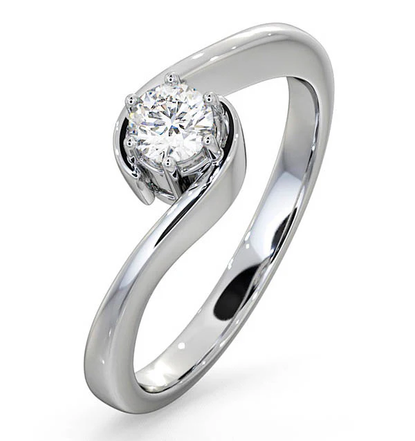 Certified Leah 18K White Gold Diamond Engagement Ring 0.33CT-F-G/VS