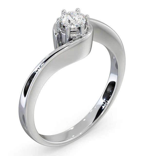 Certified Leah 18K White Gold Diamond Engagement Ring 0.33CT-F-G/VS - Image 2