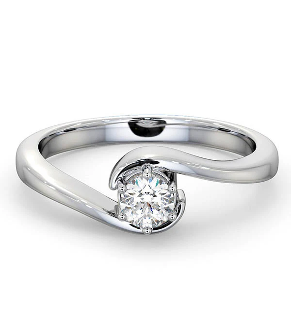 Certified Leah 18K White Gold Diamond Engagement Ring 0.33CT-F-G/VS - Image 3