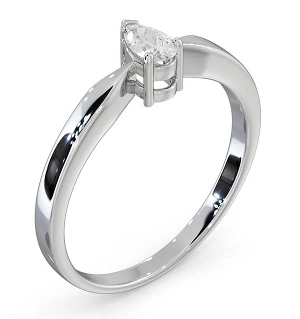 Certified Pear Shaped Platinum Diamond Engagement Ring 0.25CT-G/Vs - Image 2
