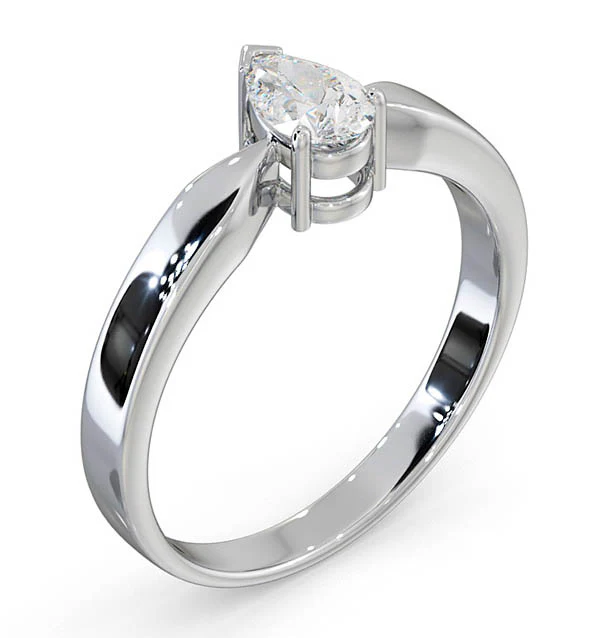 Certified Pear Shaped Platinum Diamond Engagement Ring 0.50CT-G/Vs - Image 2