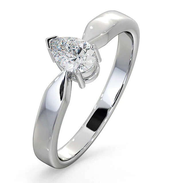 Certified Pear Shaped Platinum Diamond Engagement Ring 0.50CT-H/Si