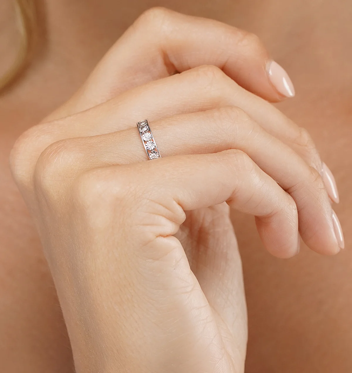 Channel Set Lab Diamond Eternity Ring 0.05ct in 9K White Gold - Image 3