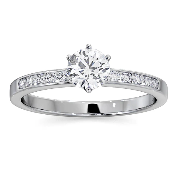 Charlotte Diamond Engagement Side Stone Ring 18KW Gold 0.65CT SI2 - Image 3