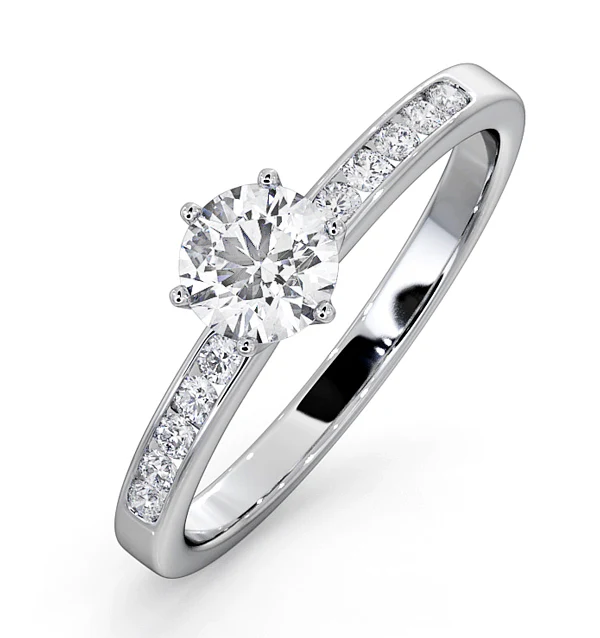 Charlotte Diamond Engagement Side Stone Ring Platinum 0.65CT G/SI2