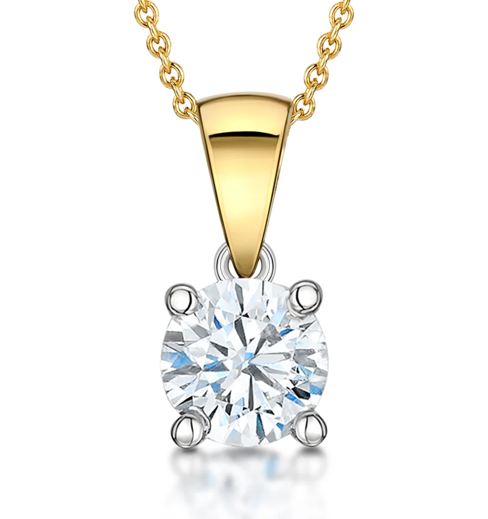 Chloe 1.00ct Lab Diamond Solitaire Necklace in 18K Yellow Gold F/VS1