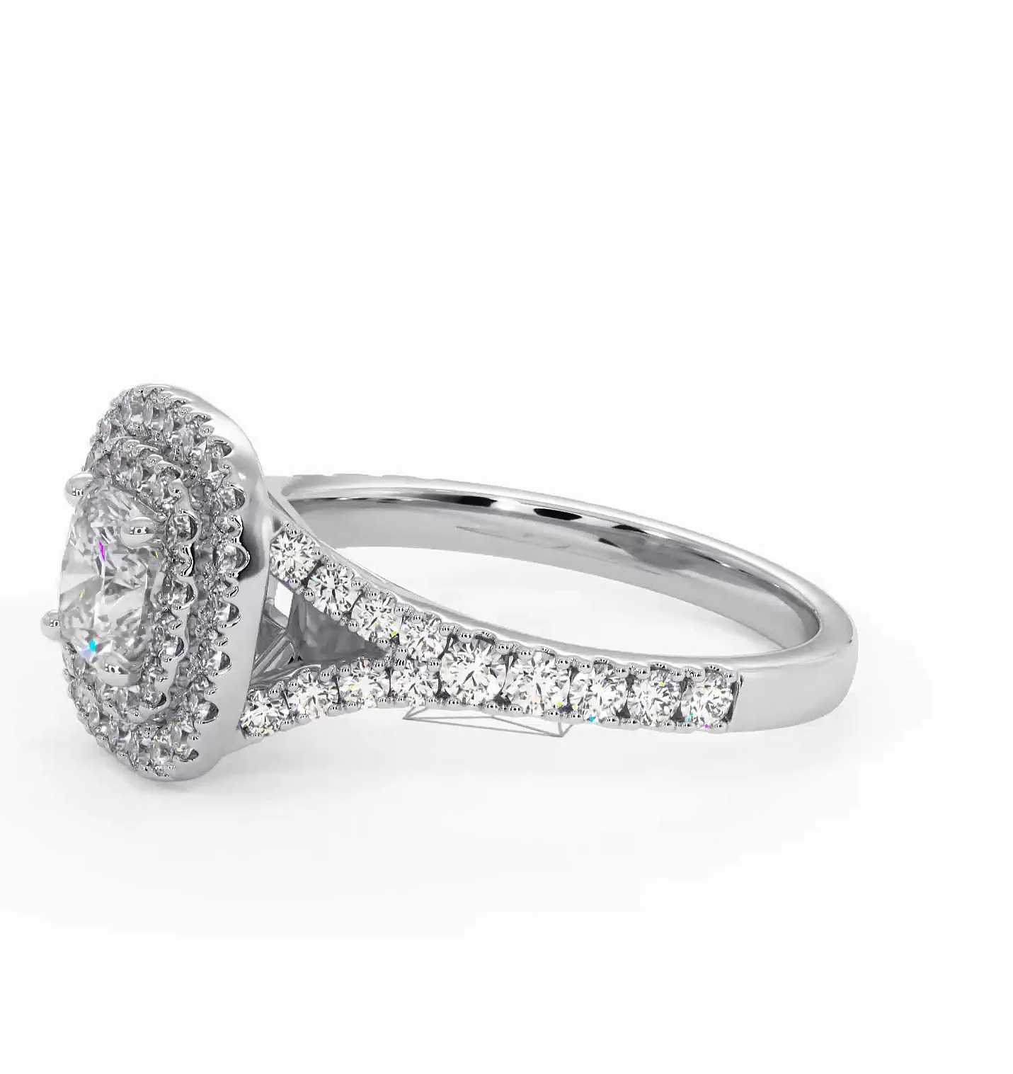 Cleopatra Diamond Halo Engagement Ring 18K White Gold 1.20ct G/SI1 - Image 20