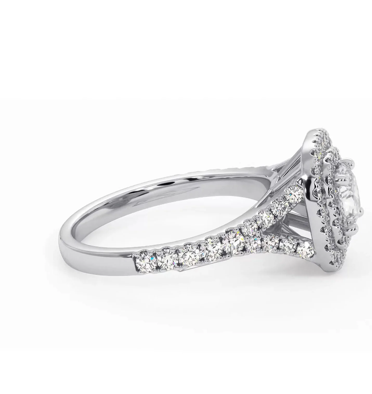 Cleopatra Diamond Halo Engagement Ring 18K White Gold 1.20ct G/SI1 - Image 68