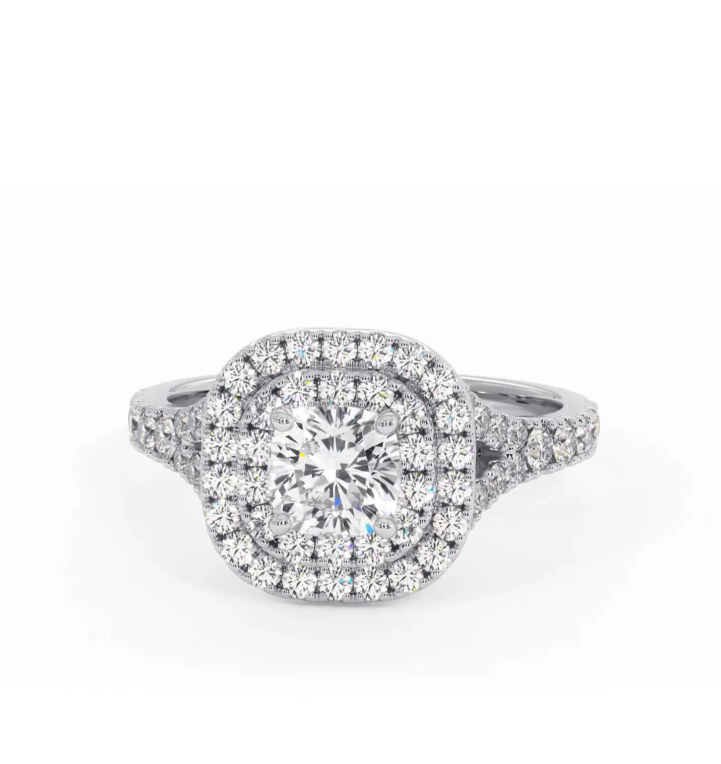 Cleopatra Diamond Halo Engagement Ring 18K White Gold 1.20ct G/SI1 - Image 7