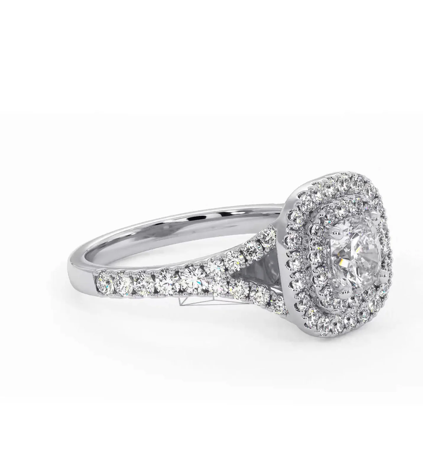 Cleopatra Diamond Halo Engagement Ring 18K White Gold 1.20ct G/SI1 - Image 75