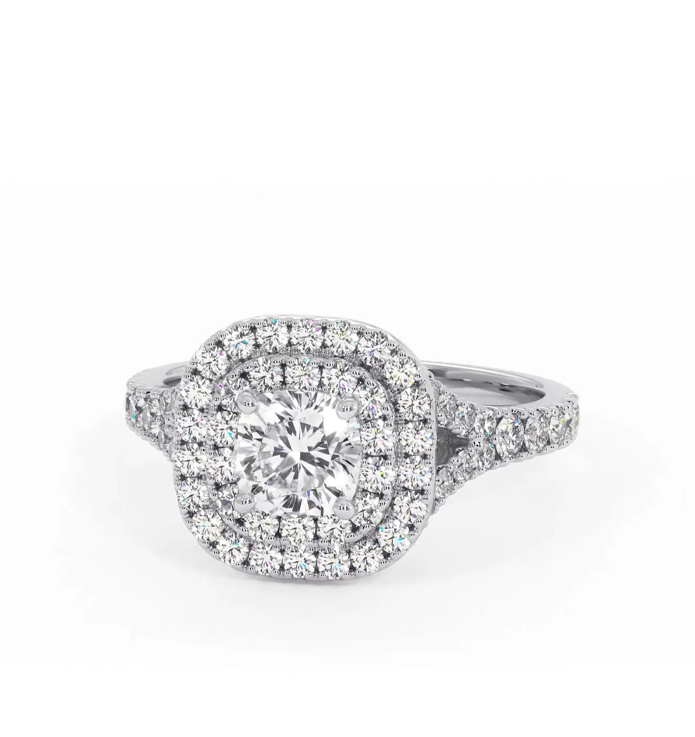 Cleopatra Diamond Halo Engagement Ring 18K White Gold 1.20ct G/SI1 - Image 8