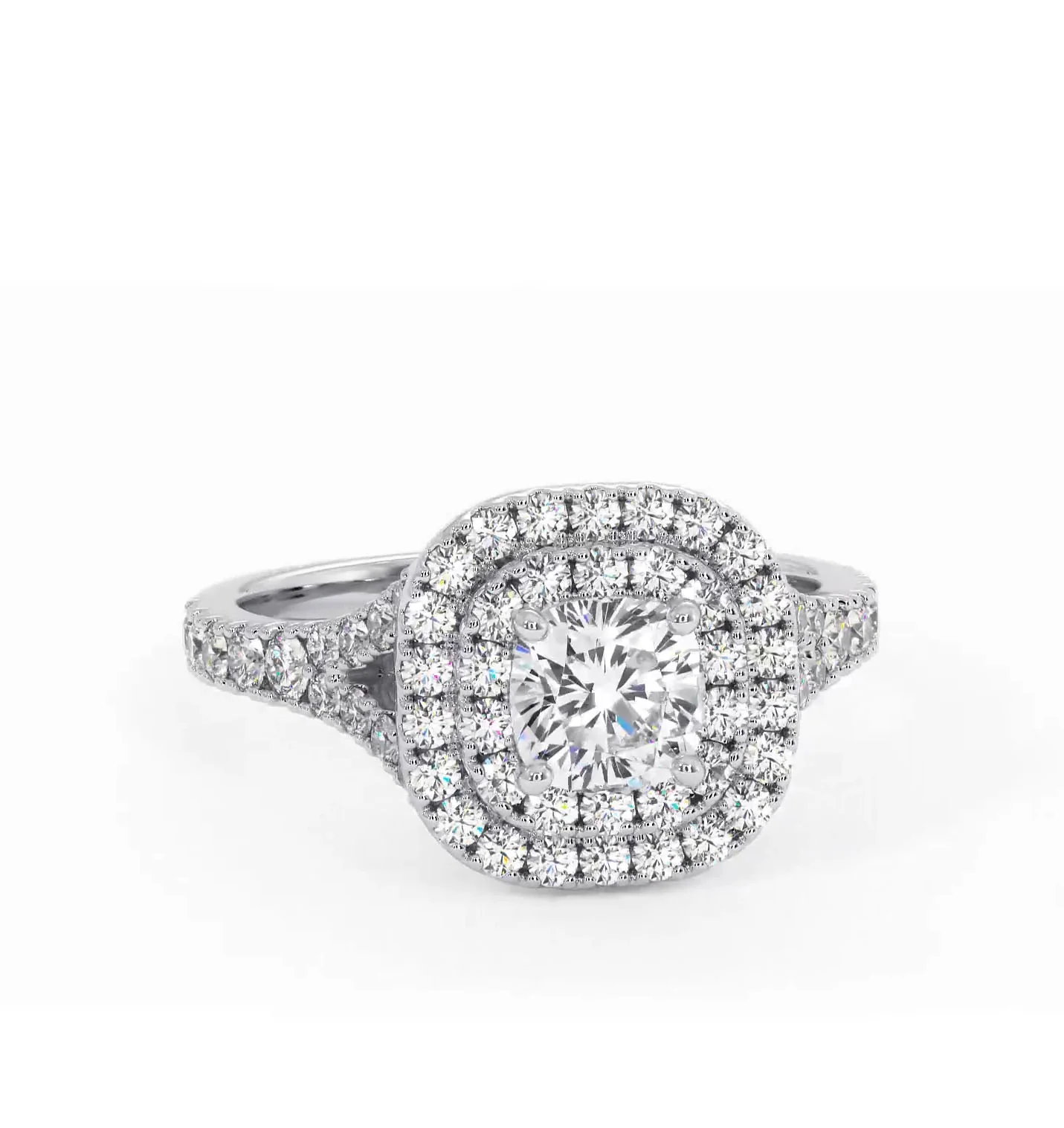 Cleopatra Diamond Halo Engagement Ring 18K White Gold 1.20ct G/SI1 - Image 84