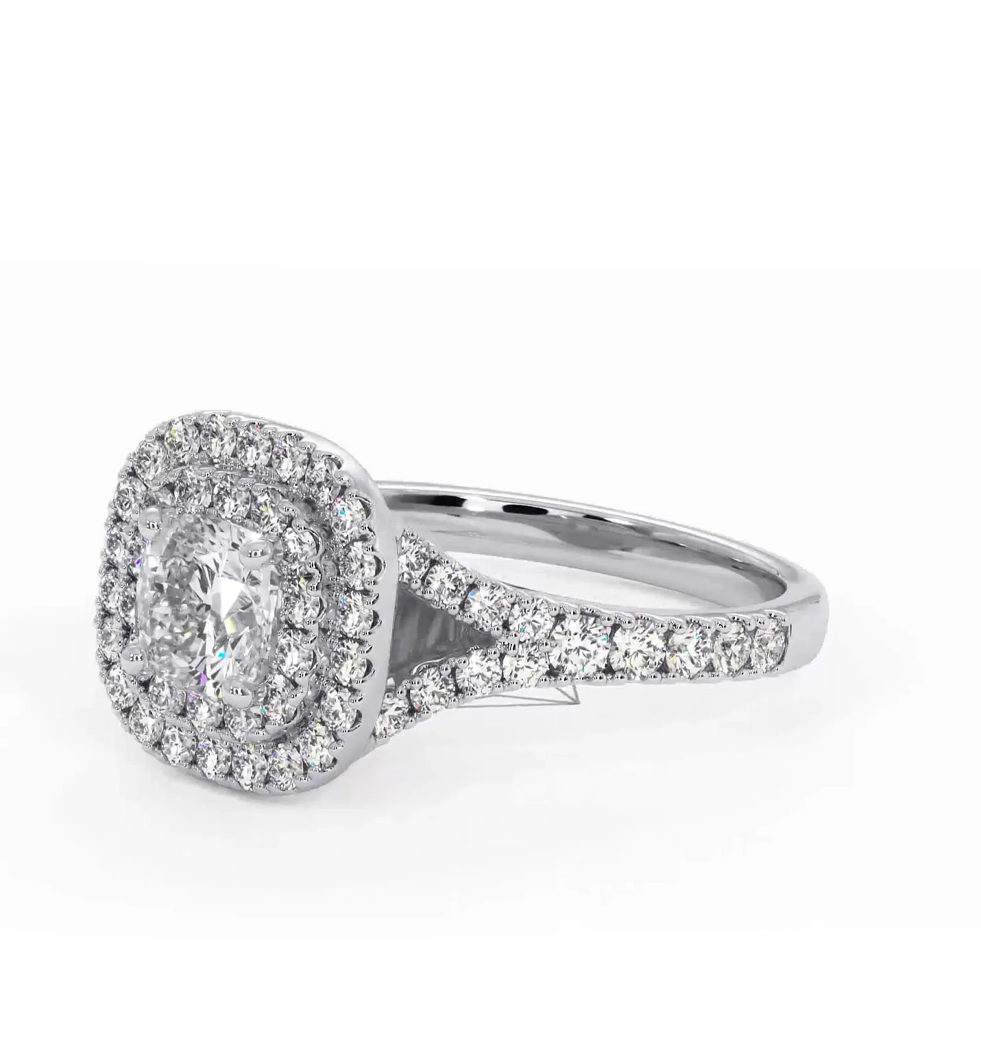 Cleopatra Diamond Halo Engagement Ring 18K White Gold 1.20ct G/VS1 - Image 15