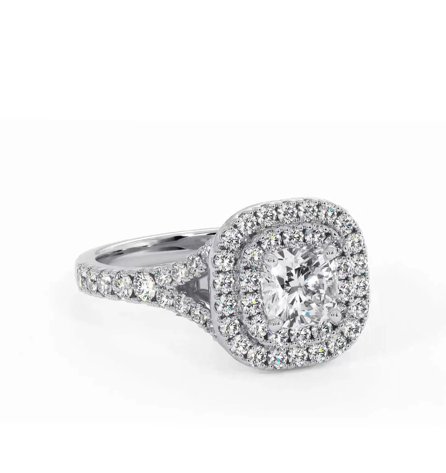 Cleopatra Diamond Halo Engagement Ring 18K White Gold 1.20ct G/VS1 - Image 81