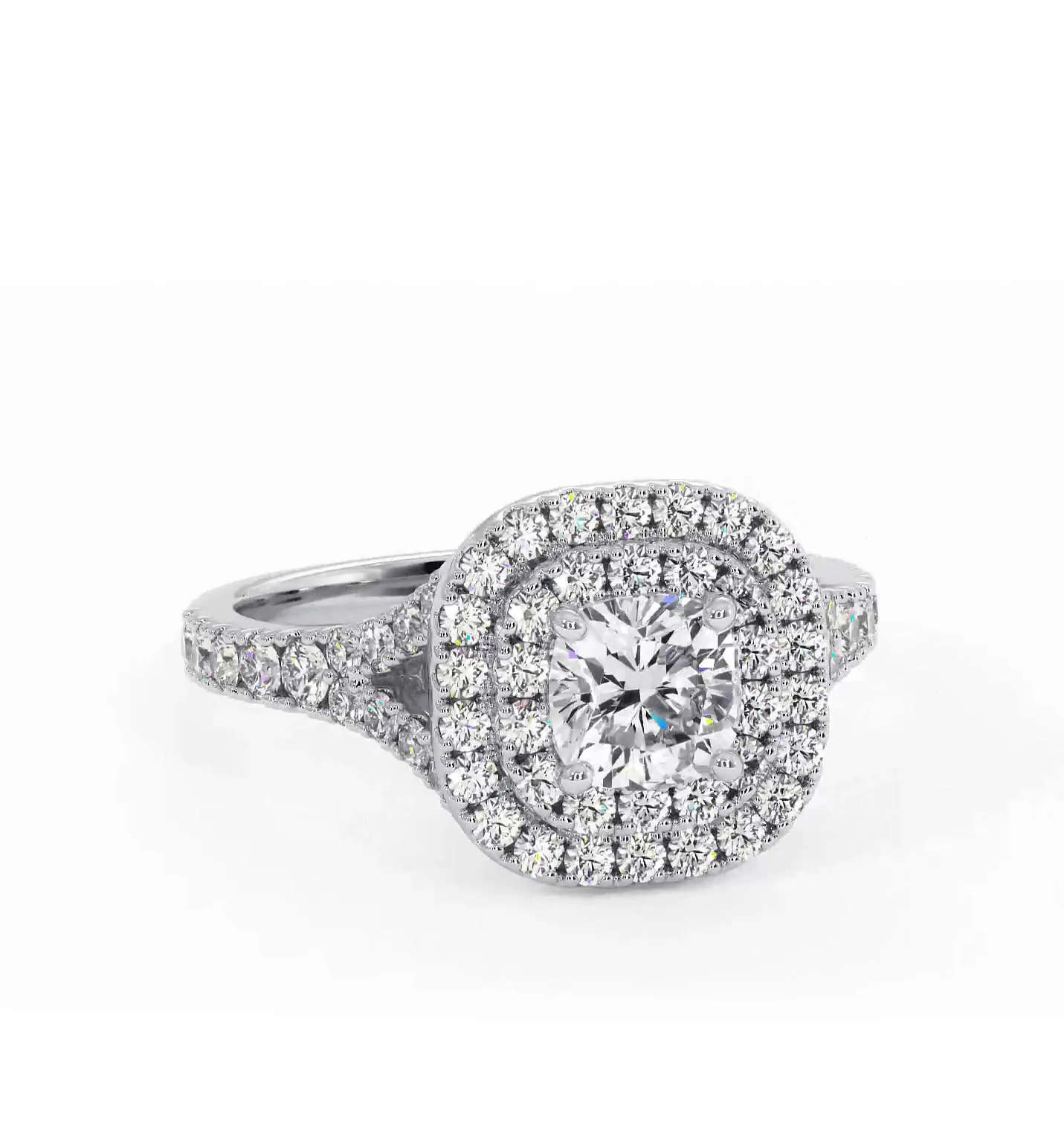 Cleopatra Diamond Halo Engagement Ring 18K White Gold 1.20ct G/VS1 - Image 83