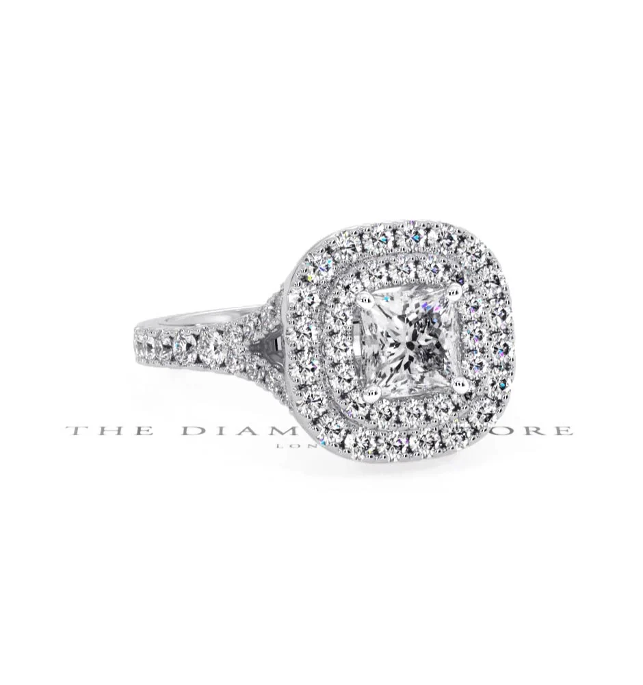 Cleopatra GIA Diamond Halo Engagement Ring 18K White Gold 1.45ct G/VS1 - Image 10