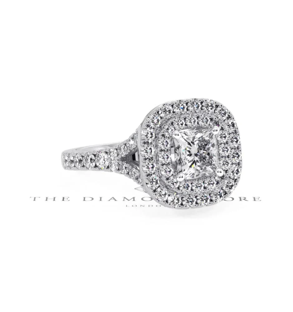 Cleopatra GIA Diamond Halo Engagement Ring 18K White Gold 1.45ct G/VS1 - Image 11