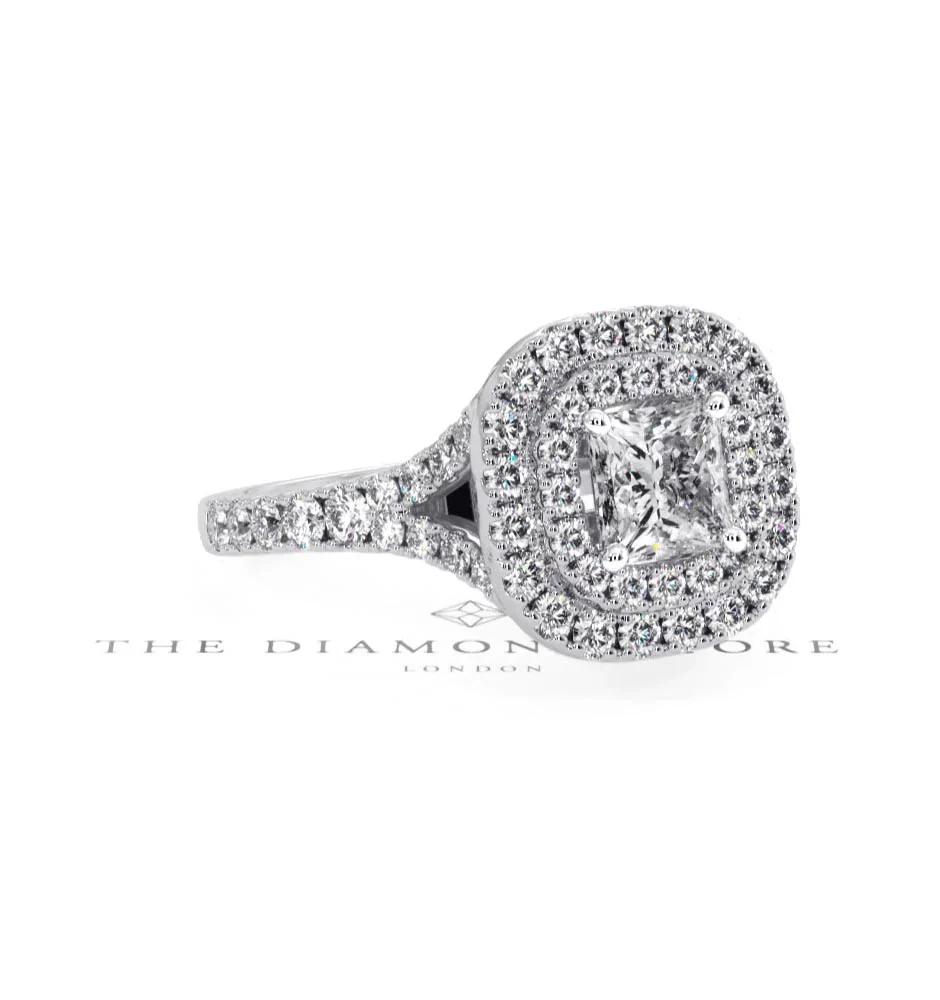 Cleopatra GIA Diamond Halo Engagement Ring 18K White Gold 1.45ct G/VS1 - Image 12