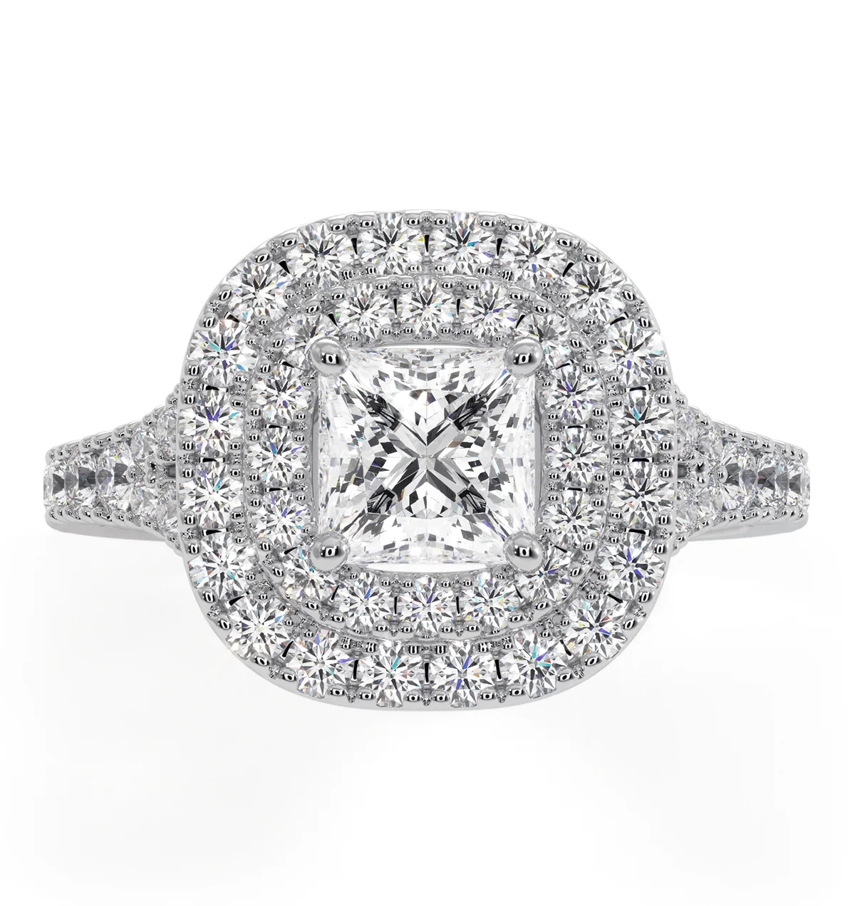 Cleopatra GIA Diamond Halo Engagement Ring 18K White Gold 1.45ct G/VS1 - Image 2