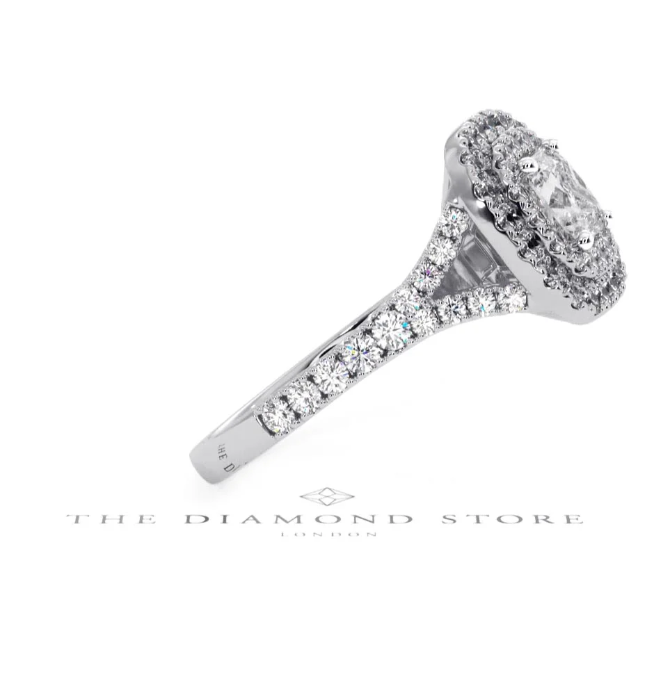 Cleopatra GIA Diamond Halo Engagement Ring 18K White Gold 1.45ct G/VS1 - Image 22