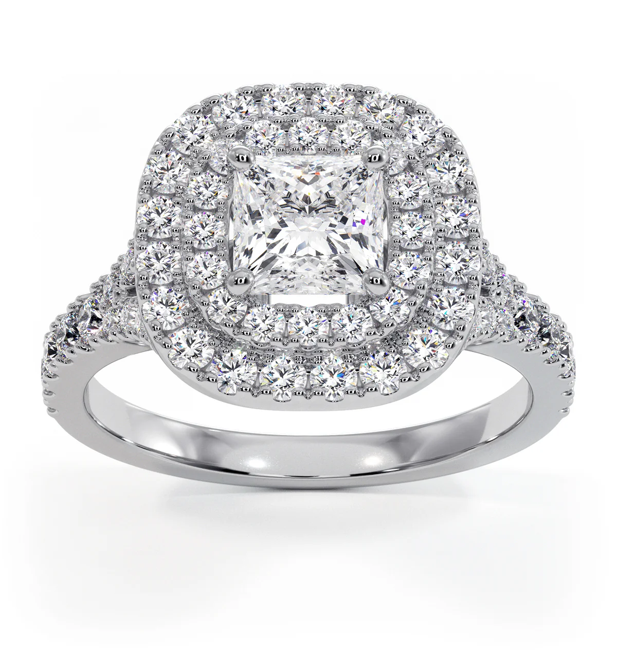 Cleopatra GIA Diamond Halo Engagement Ring 18K White Gold 1.45ct G/VS1 - Image 3