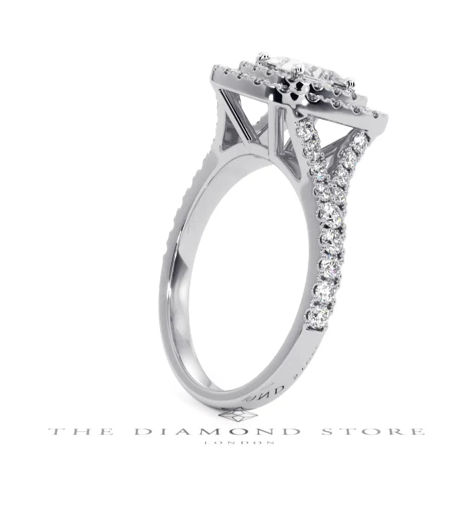 Cleopatra GIA Diamond Halo Engagement Ring 18K White Gold 1.45ct G/VS1 - Image 33