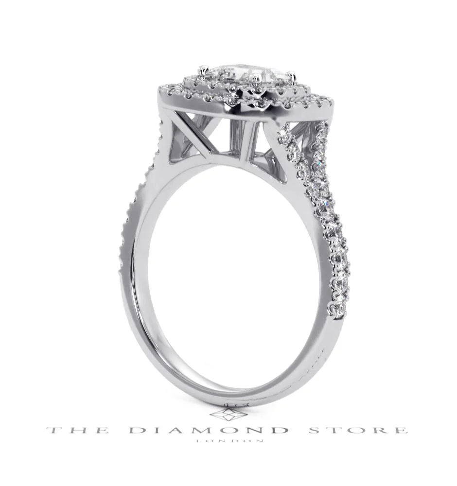 Cleopatra GIA Diamond Halo Engagement Ring 18K White Gold 1.45ct G/VS1 - Image 38