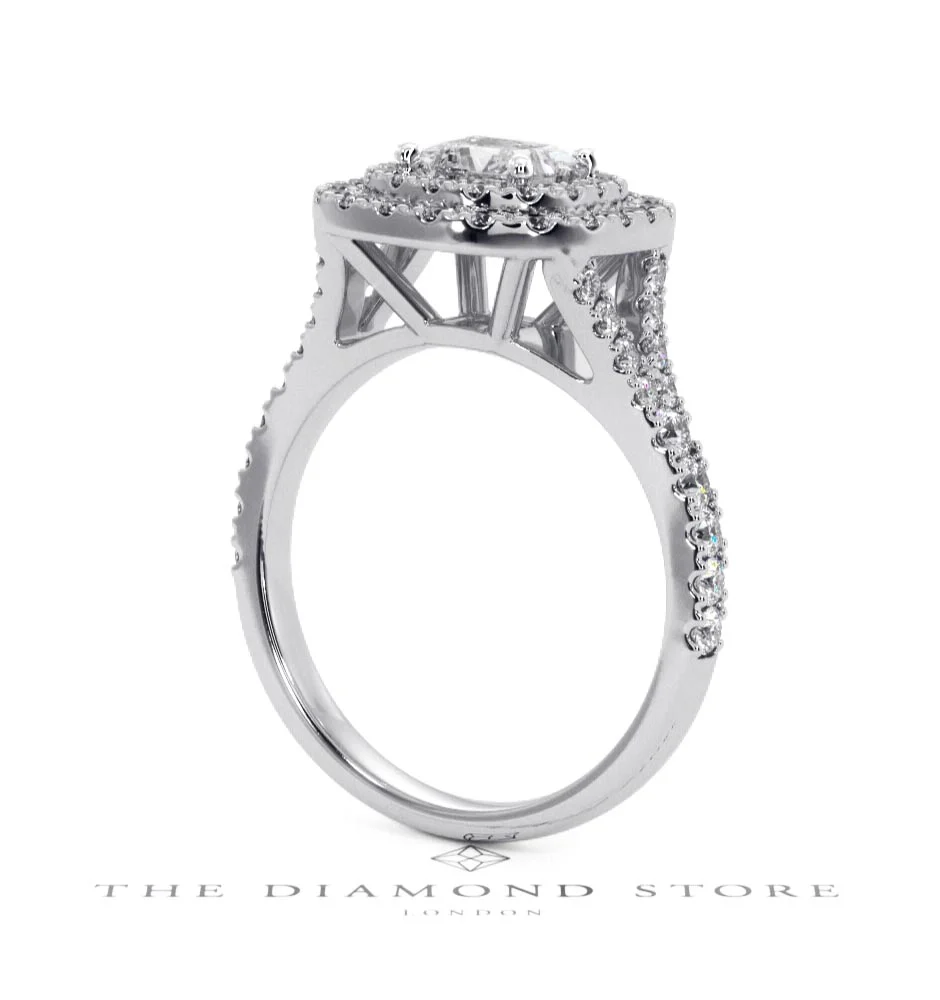 Cleopatra GIA Diamond Halo Engagement Ring 18K White Gold 1.45ct G/VS1 - Image 39