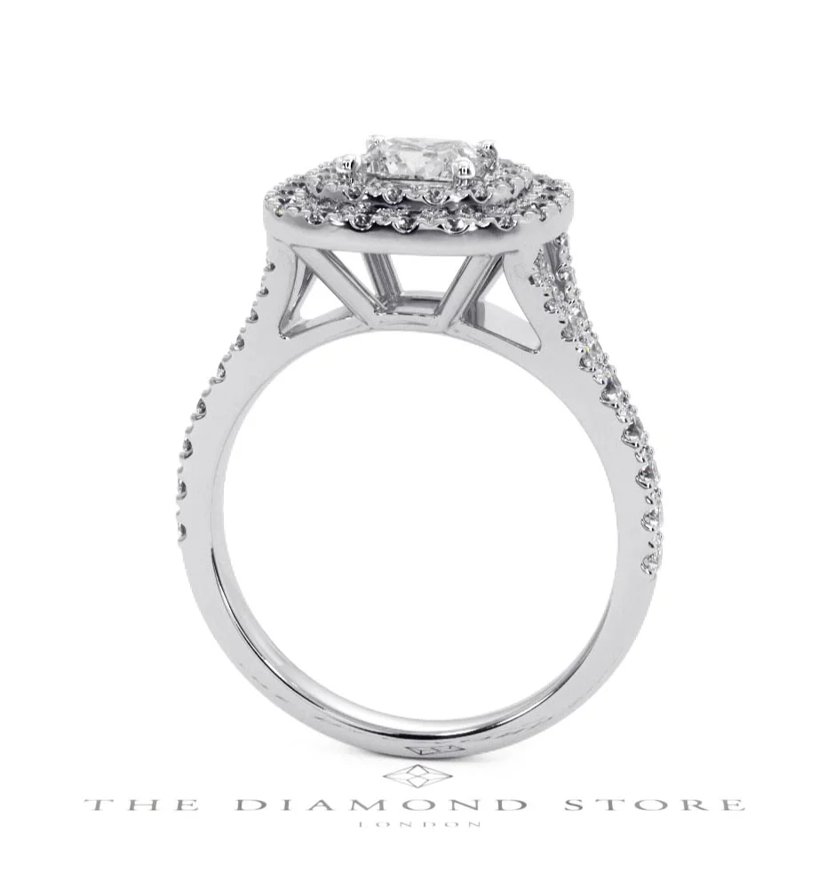 Cleopatra GIA Diamond Halo Engagement Ring 18K White Gold 1.45ct G/VS1 - Image 43