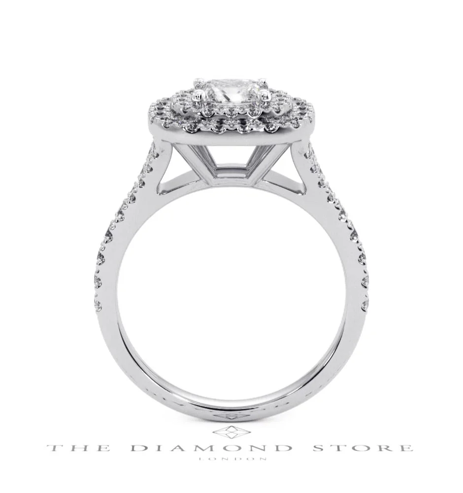 Cleopatra GIA Diamond Halo Engagement Ring 18K White Gold 1.45ct G/VS1 - Image 46