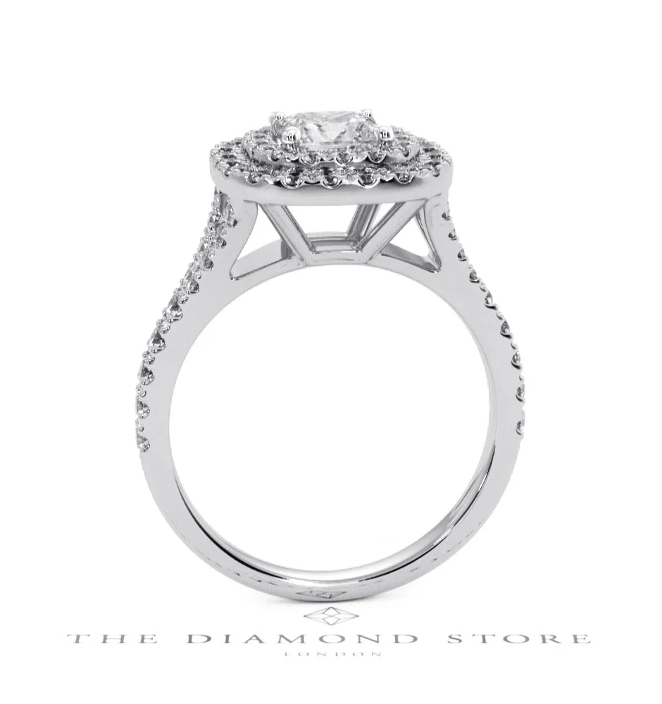 Cleopatra GIA Diamond Halo Engagement Ring 18K White Gold 1.45ct G/VS1 - Image 48