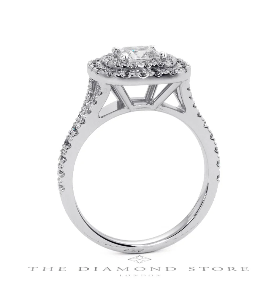 Cleopatra GIA Diamond Halo Engagement Ring 18K White Gold 1.45ct G/VS1 - Image 49