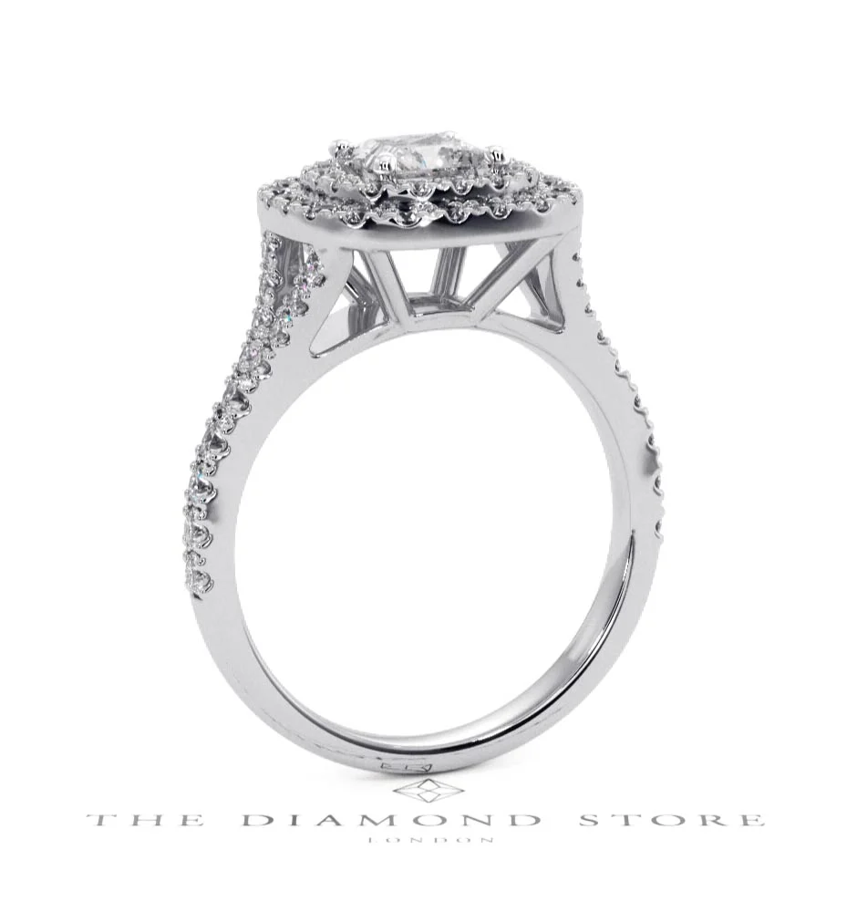 Cleopatra GIA Diamond Halo Engagement Ring 18K White Gold 1.45ct G/VS1 - Image 51