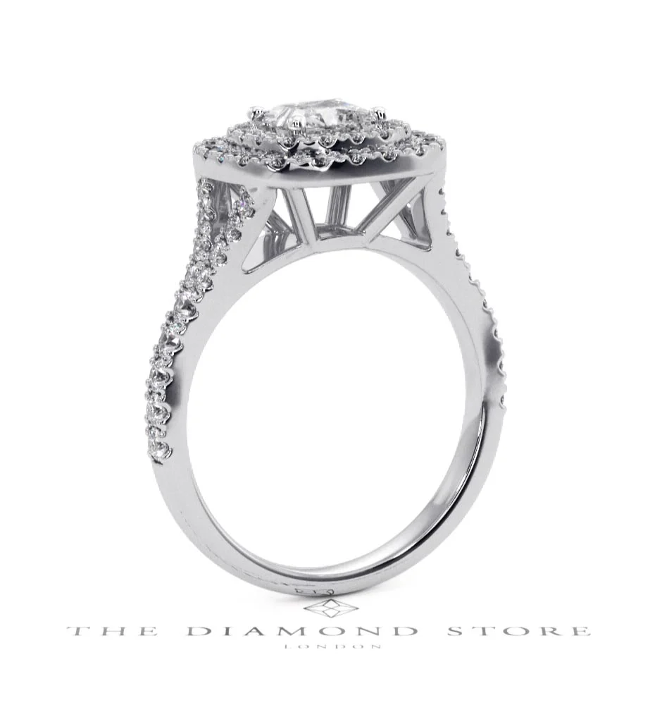 Cleopatra GIA Diamond Halo Engagement Ring 18K White Gold 1.45ct G/VS1 - Image 52