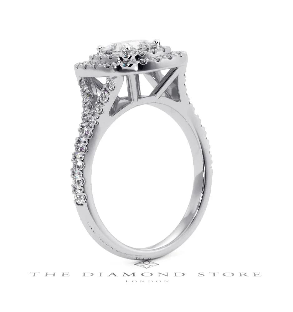 Cleopatra GIA Diamond Halo Engagement Ring 18K White Gold 1.45ct G/VS1 - Image 55