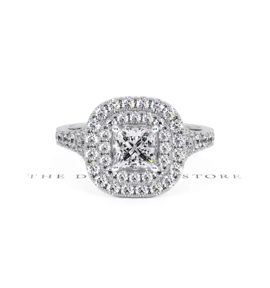 Cleopatra GIA Diamond Halo Engagement Ring 18K White Gold 1.45ct G/VS1 - Image 6