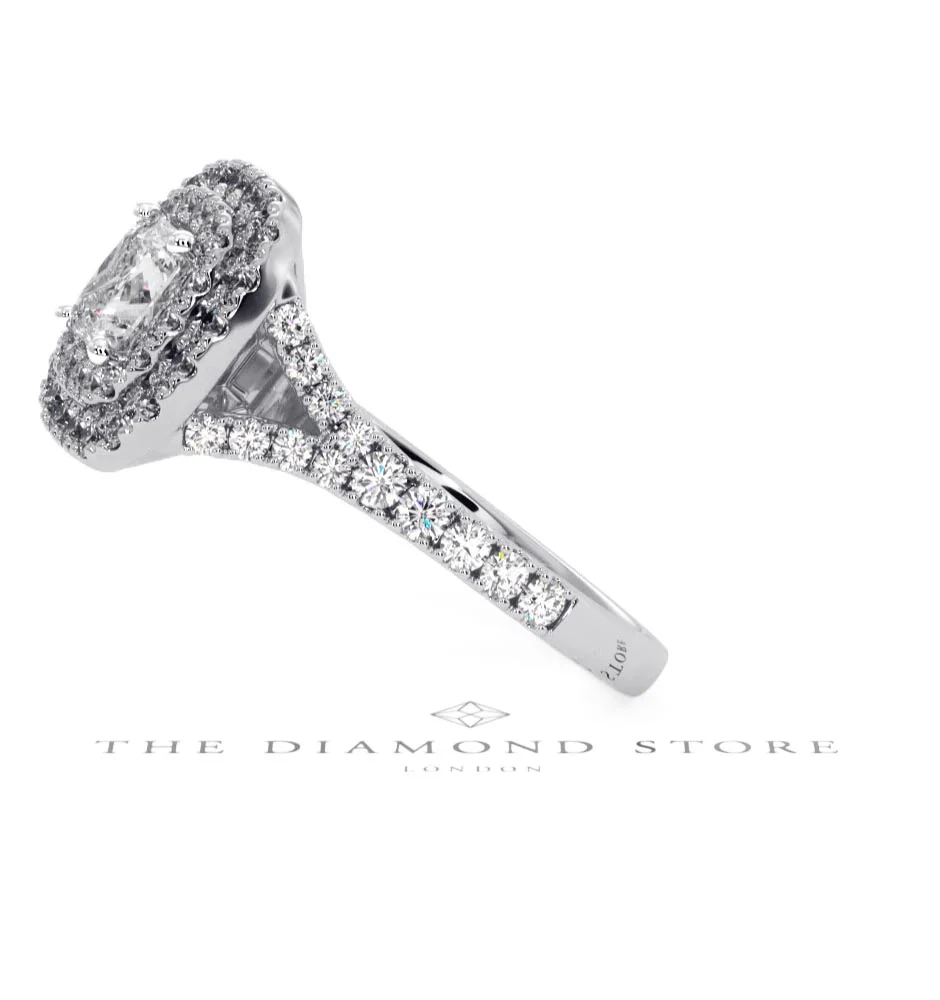 Cleopatra GIA Diamond Halo Engagement Ring 18K White Gold 1.45ct G/VS1 - Image 70