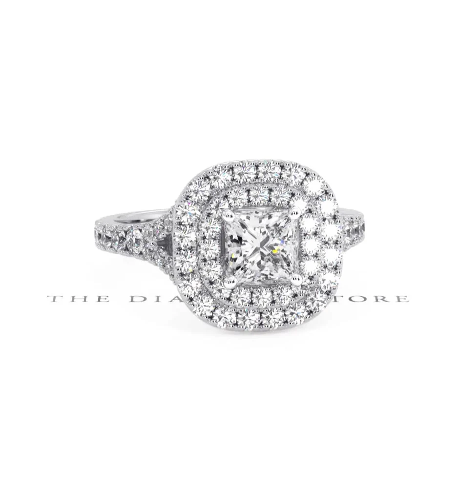 Cleopatra GIA Diamond Halo Engagement Ring 18K White Gold 1.45ct G/VS1 - Image 8