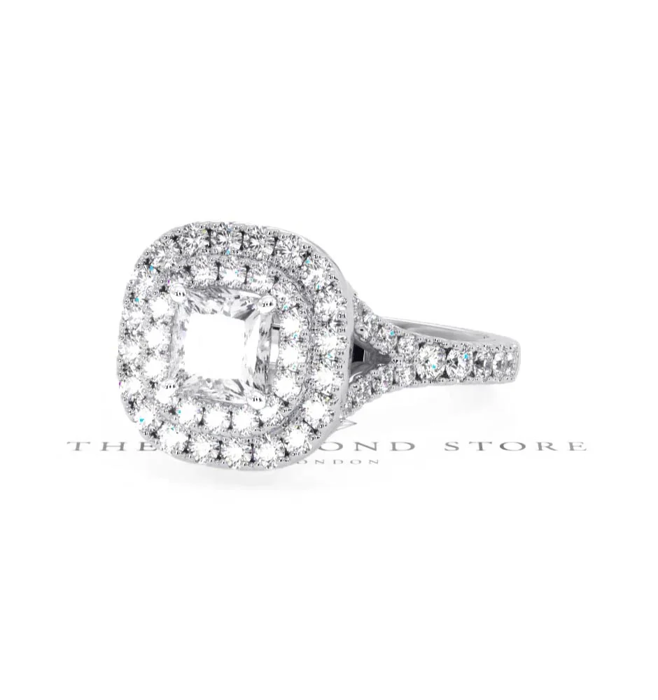 Cleopatra GIA Diamond Halo Engagement Ring 18K White Gold 1.45ct G/VS1 - Image 81