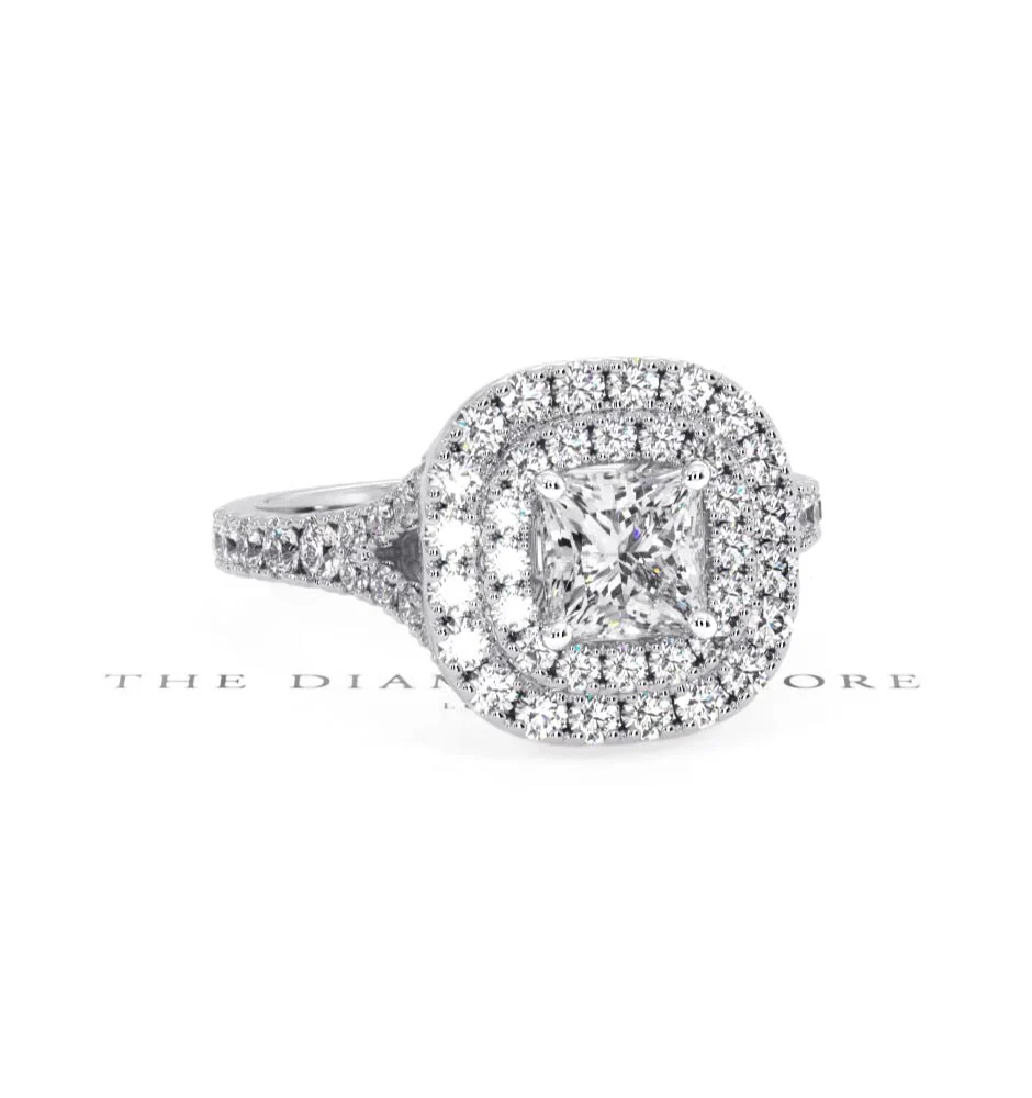 Cleopatra GIA Diamond Halo Engagement Ring 18K White Gold 1.45ct G/VS1 - Image 9