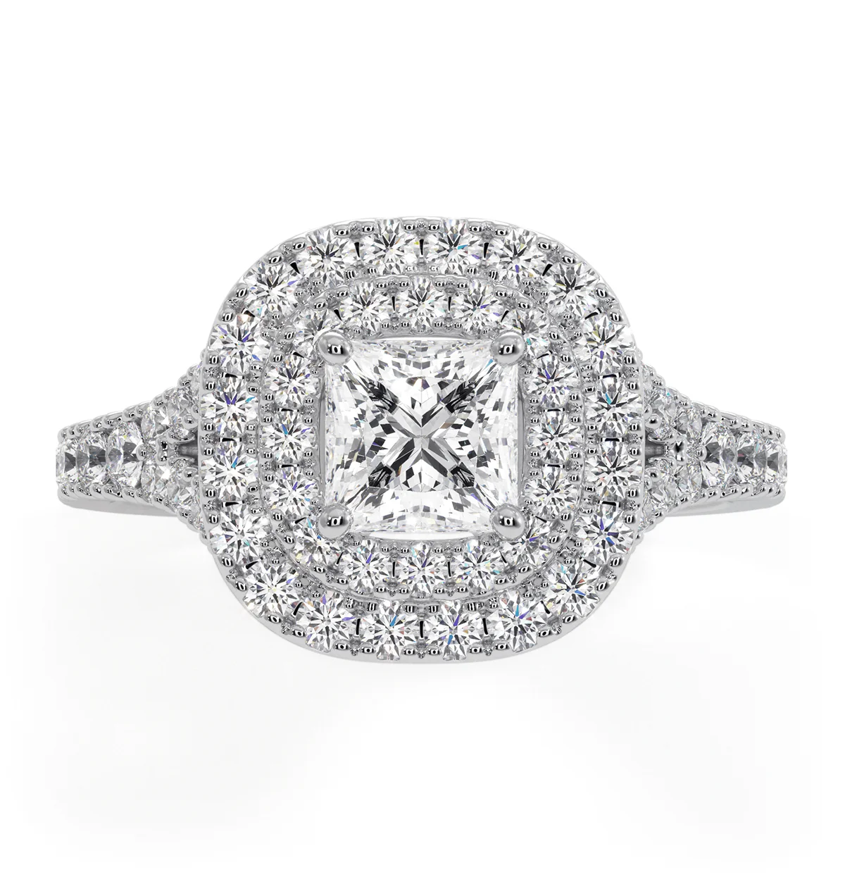 Cleopatra Diamond Halo Engagement Ring in Platinum 1.20ct G/VS1 - Image 2